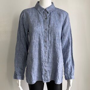 Eileen Fisher Organic Linen Button Front Shirt – Size PS